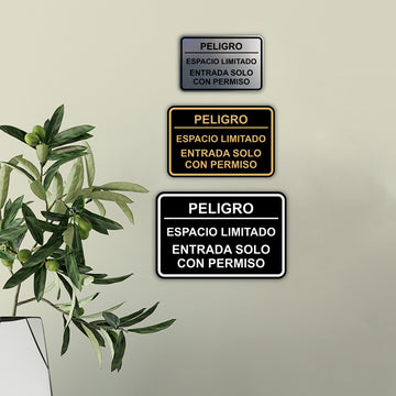 Signs ByLITA Classic Framed Peligro Espacio Limitado- Entrada solo con permiso Door or Wall Sign Easy Installation | Health And Safety | Building And Hospitality